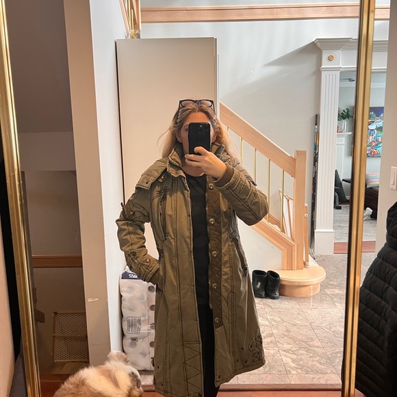 Jet lag women’s khaki military style coat with hood - Picture 6 of 6